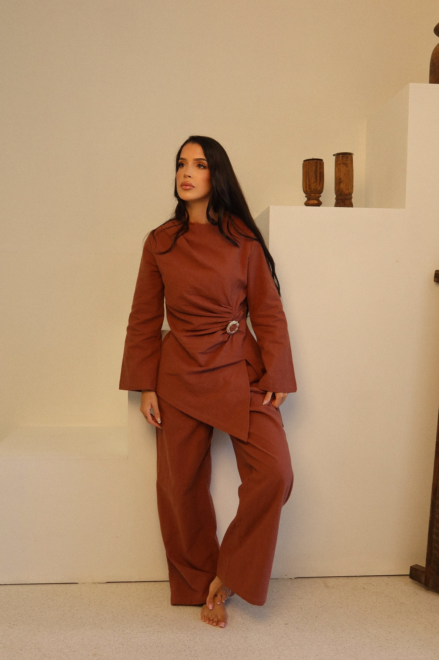 ALIA  LINEN SET - ROASTED ALMOND